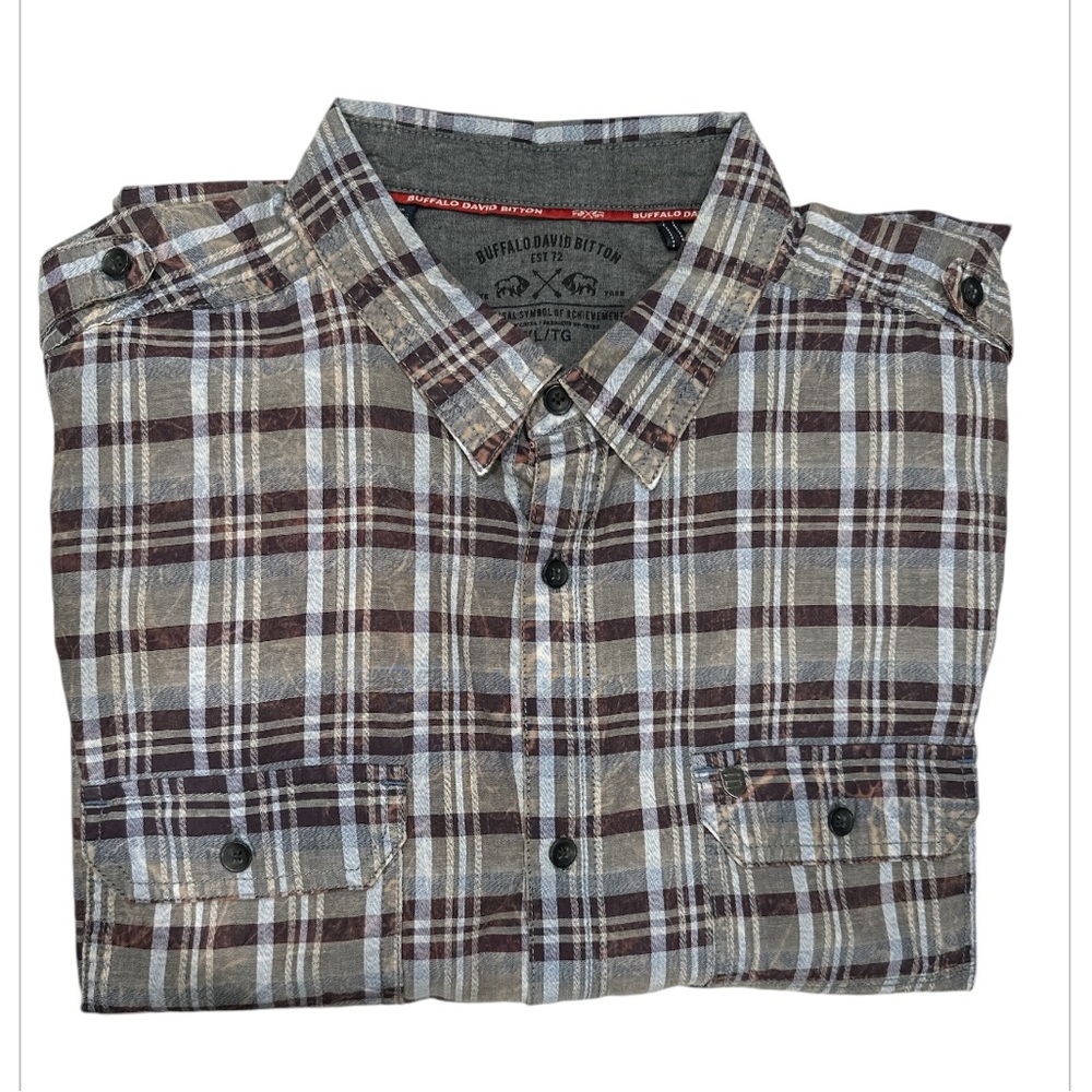 NEW Men's David Bitton Buffalo Plaid Button Down Quilted Shirt Size XL. Code 321